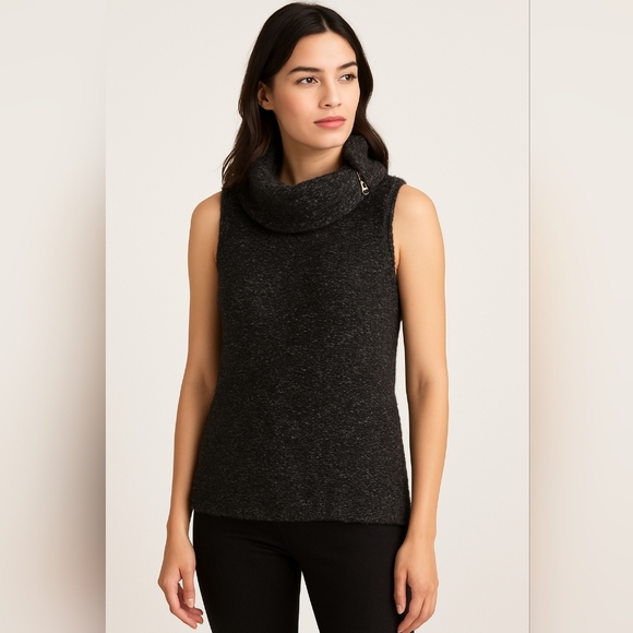 Emporio Armani Sleeveless Cowl Neck Textured Knit Sweater Vest 8